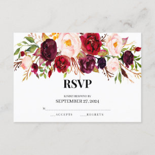 rustic rsvp cards, elegant, burgundy, wood invitation