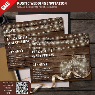RUSTIC RSVP Mason Jars Strings Lights Budget Postcard