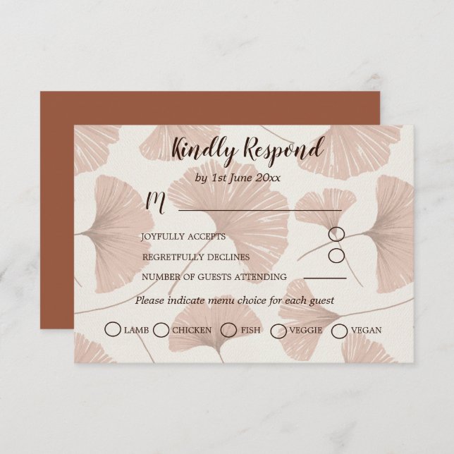 Rustic RSVP Terracotta Botanical Wedding (Front/Back)