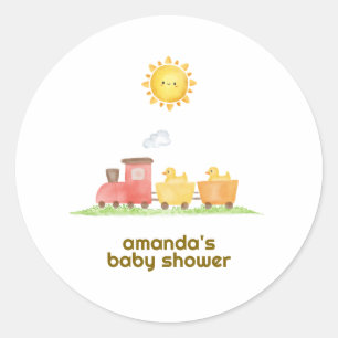 Rustic Rubber Duck Choo Choo Train Baby Shower Classic Round Sticker