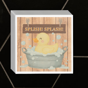 Rustic Rubber Ducky Bubbles Baby Shower Napkin