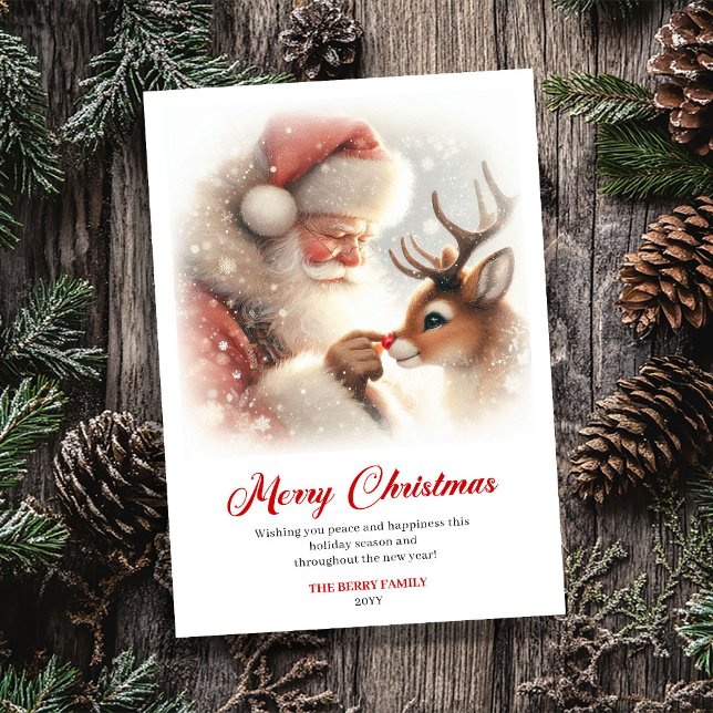 Rustic Rudolph Santa Claus Cartoon Christmas Cards (Rustic Rudolph Santa Claus Cartoon Christmas Greeting Card

)