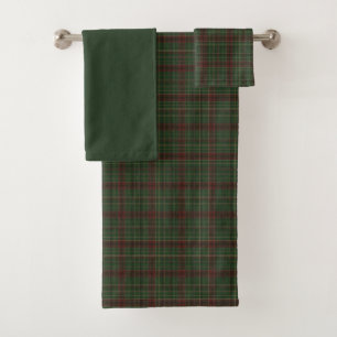 Rustic, rugged outdoors red/green plaid bath towel set