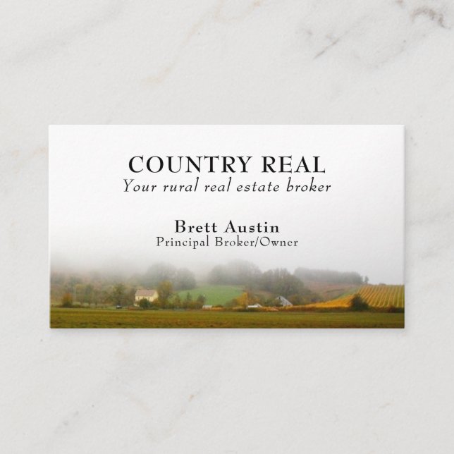 Rustic Rural Country Real Estate Broker Agent Business Card (Front)
