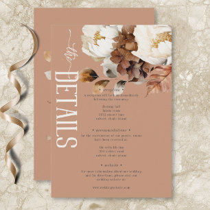 Rustic Rust Cream & Brown Fall Floral Details Enclosure Card