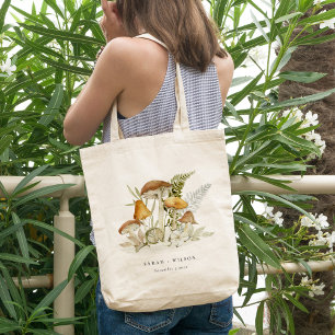Rustic Rust Orange Mushroom Fern Foliage Wedding Tote Bag