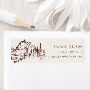 Rustic Rust Pine Woods Mountain Sketch Address