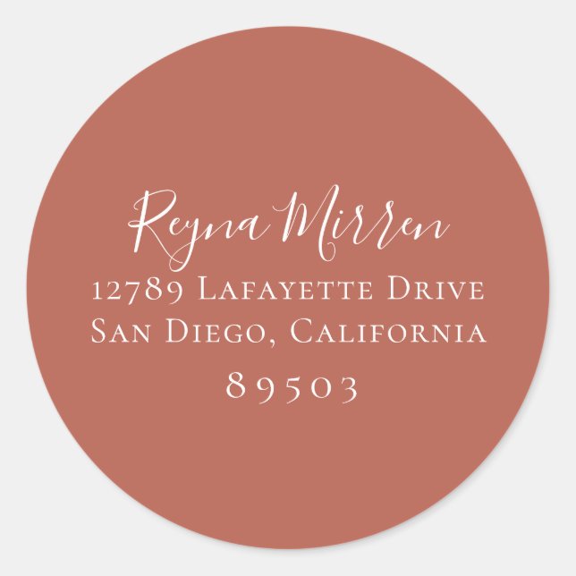 Rustic Rust Return Address Sticker (Front)