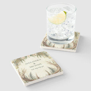 Rustic Rustic Antler Woodland Stone Coaster