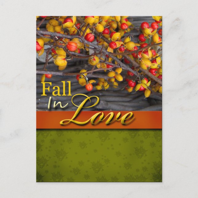 Rustic Rustic Fall In Love Wedding Postcard (Front)