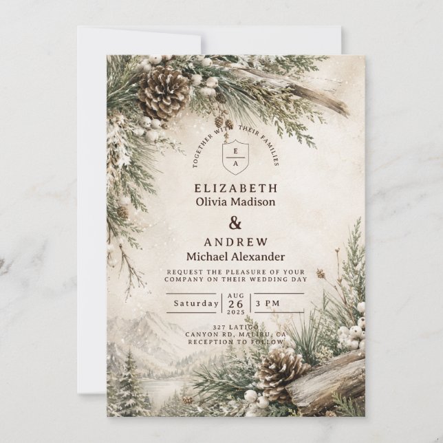 Rustic Rustic Winter Wedding Invitation (Front)