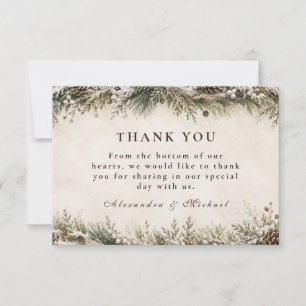 Rustic Rustic Winter Wedding Thank You Card