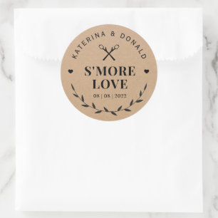 Rustic S’more Love Wedding Kraft Classic Round Sticker
