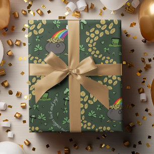 Rustic S Pattern Green Irish Shamrocks St Patricks Wrapping Paper