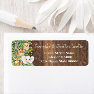 Rustic Safari Animals Baby Shower Return Address