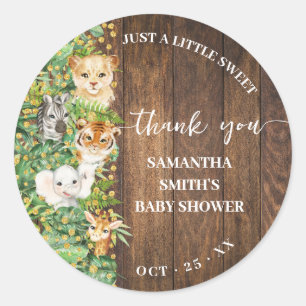 Rustic Safari Baby Shower Thank You Party Favour Classic Round Sticker
