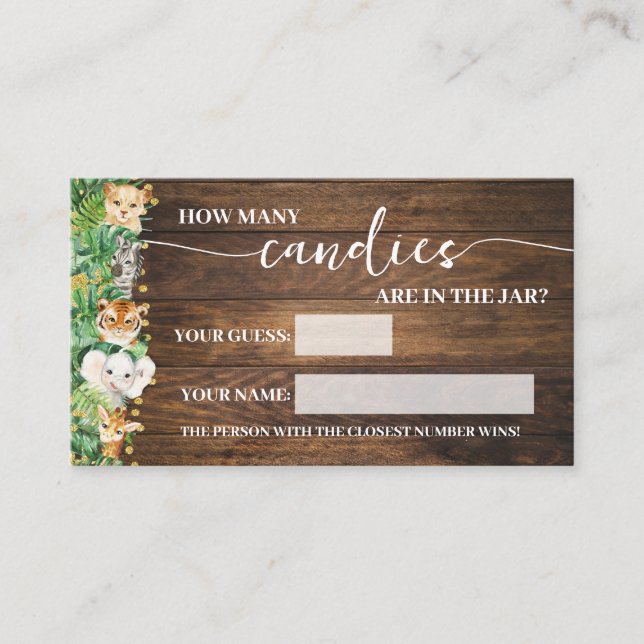 Rustic Safari How Many Candies Shower Game Card (Front)