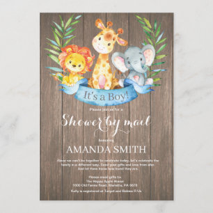Rustic Safari Jungle Boy Baby Shower by Mail Invitation