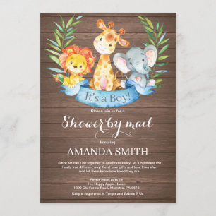 Rustic Safari Jungle Boy Baby Shower by Mail Invitation