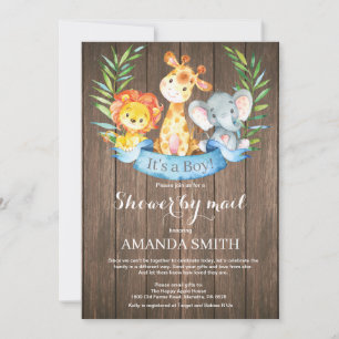 Rustic Safari Jungle Boy Baby Shower by Mail Invitation