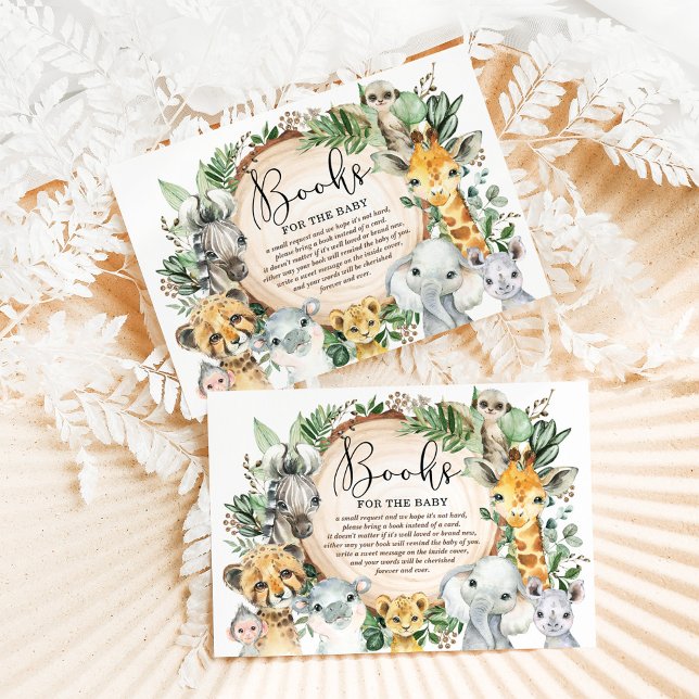 Rustic Safari Wild Animals Books for Baby Library Enclosure Card (Creator Uploaded)