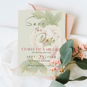 Rustic Sage and Blush Peony Wedding Save the Date