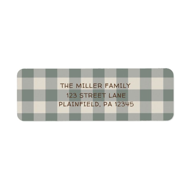 Rustic Sage Buffalo Plaid Return Address (Front)