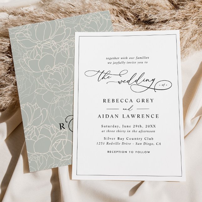 Rustic Sage Elegant Calligraphy Script Wedding Invitation (Creator Uploaded)