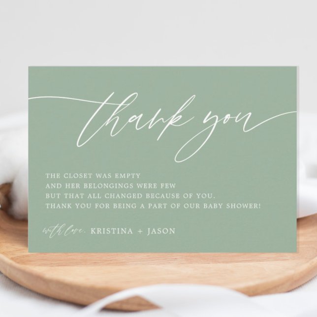 Rustic Sage Green Baby Shower Thank You Cards (Creator Uploaded)