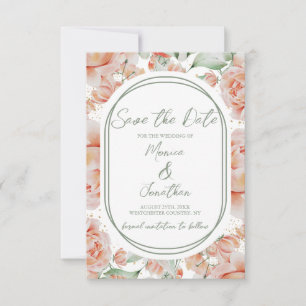 Rustic Sage Green Blush Floral Wedding Save The Date