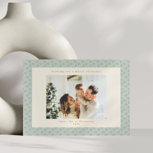Rustic Sage Green Botanical Christmas Photo Holiday Card