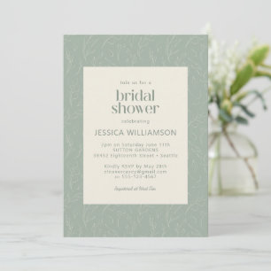 Rustic Sage Green Botanical Floral Bridal Shower Invitation
