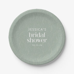 Rustic Sage Green Botanical Floral Bridal Shower  Paper Plate