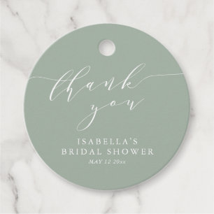 Rustic Sage Green Botanical Script Bridal Shower Favour Tags