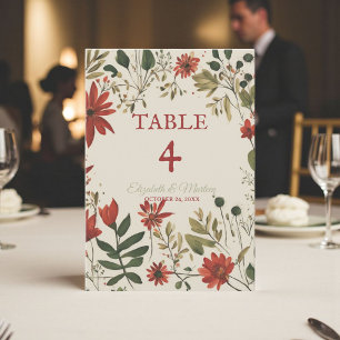 Rustic Sage Green & Burgundy Red Floral Autumn