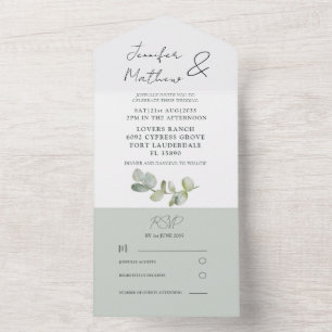 Rustic Sage Green Eucalyptus Wedding  All In One  All In One Invitation