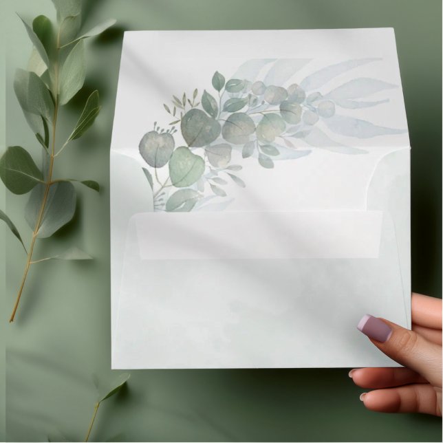 Rustic Sage Green Eucalyptus Wedding Envelope (Creator Uploaded)