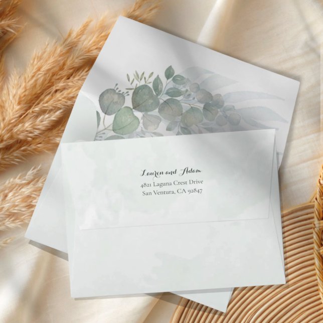 Rustic Sage Green Eucalyptus Wedding Envelope (Creator Uploaded)