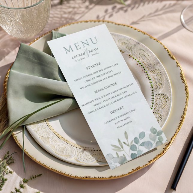 Rustic Sage Green Eucalyptus Wedding Menu (Creator Uploaded)