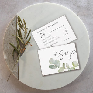 Rustic Sage Green Eucalyptus Wedding RSVP Card