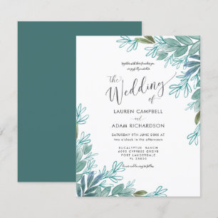 Rustic Sage Green Foliage Wedding Invitation