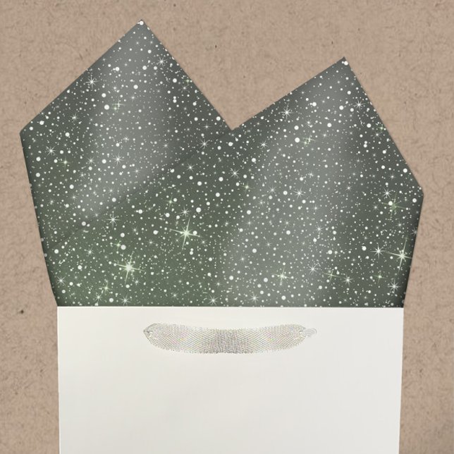 Rustic Sage Green & Galaxy Stars Falling Snow Tissue Paper (Creator Uploaded)