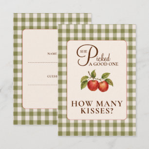 Rustic Sage Green Gingham Apple Bridal Shower Enclosure Card