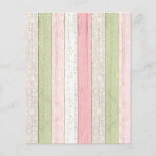 Rustic Sage Green Pink Floral Wood Scrapbook Paper
