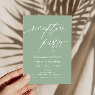 Rustic Sage Green Reception Party Invitations