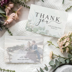 Rustic Sage Green Thank You Eucalyptus Wedding Card