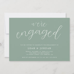 Rustic Sage Green We're Engaged Engagement Party Invitation