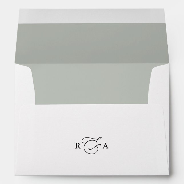 Rustic Sage Green & White Return Address Wedding Envelope (Back (Bottom))