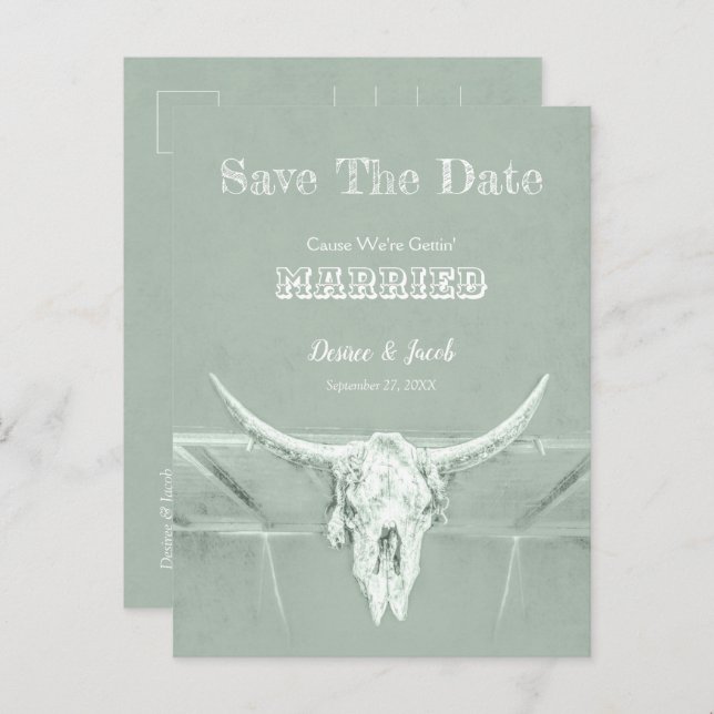 Rustic Sage Green White Western Distressed Vintage Postcard (Front/Back)