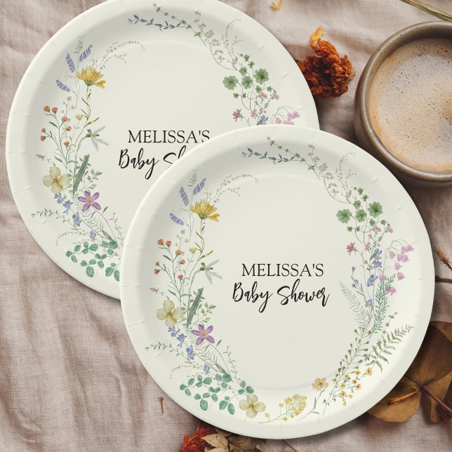 Rustic Sage Green Wildflower Paper Plate (Creator Uploaded)